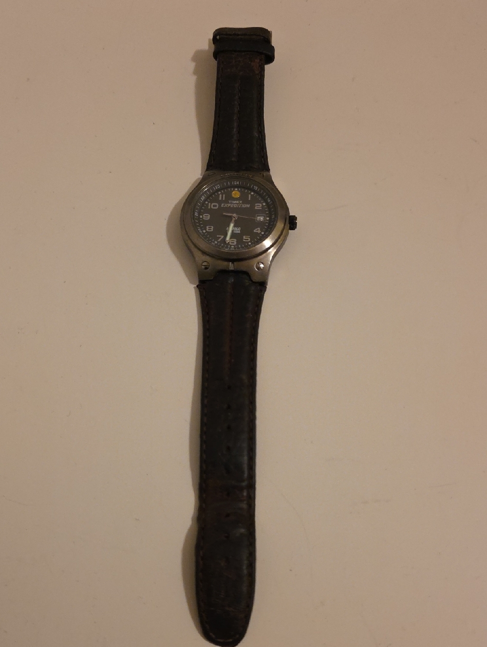 Timex Men's Black Dial with Dark Brown Leather Strap Watch